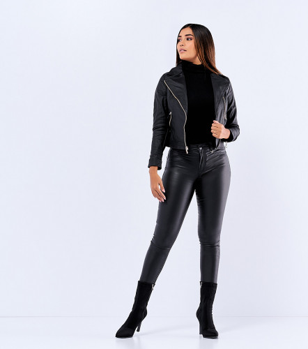 Chaqueta Manga Larga Efecto Cuero DerekNG