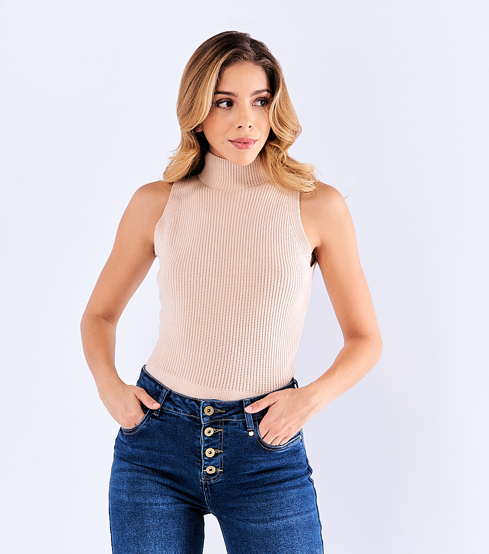 Blusa Para Mujer Tejida Unicolor Cuello Alto Derek 821912 BG