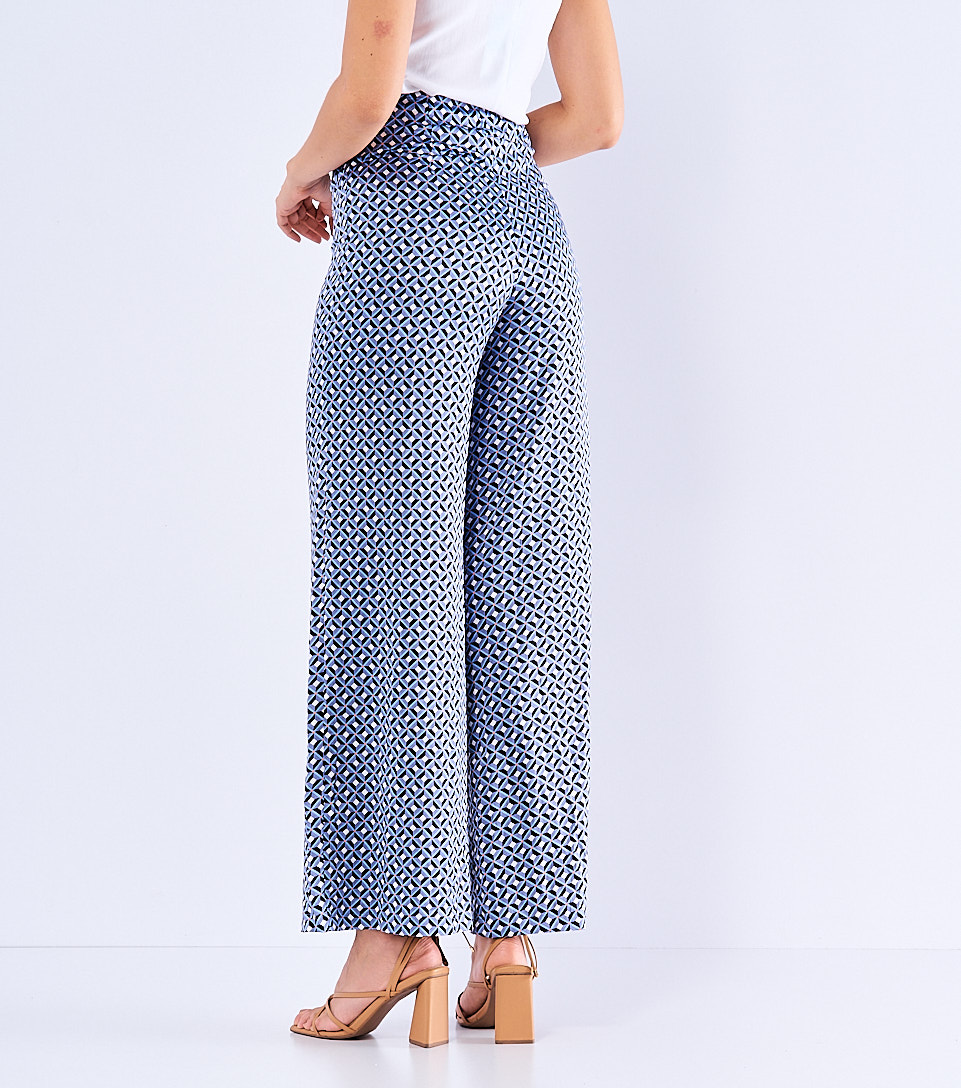 Emma Pantalon Tiro Alto En Satin Estampado Derek 830052 AZ