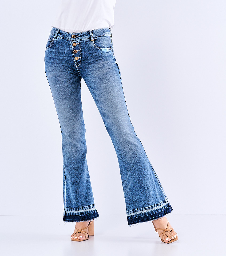 Jean Para Mujer Bota Flare Con Botonera Y Proceso Sidney Pink Derek 827846 AZ