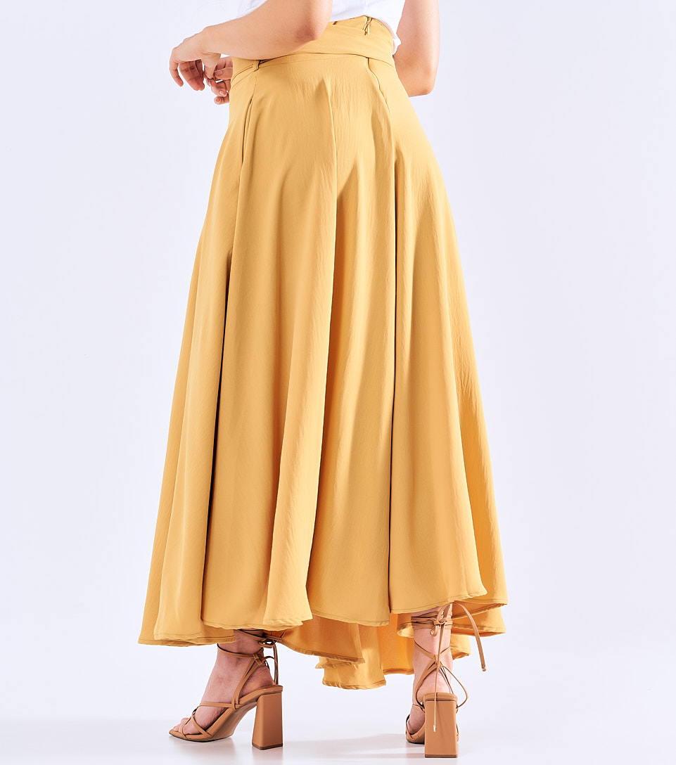 Falda De Mujer Larga Unicolor Con Bolsillos Invisibles Derek 829228 BL