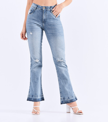 Jean Para Mujer Bota Flare Con Proceso Rotos Praga Amaia DerekAZ