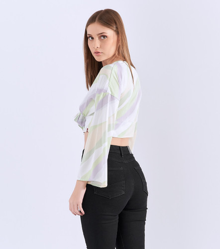 Blusa Para Mujer Corta Manga Con Volumen UnserVC