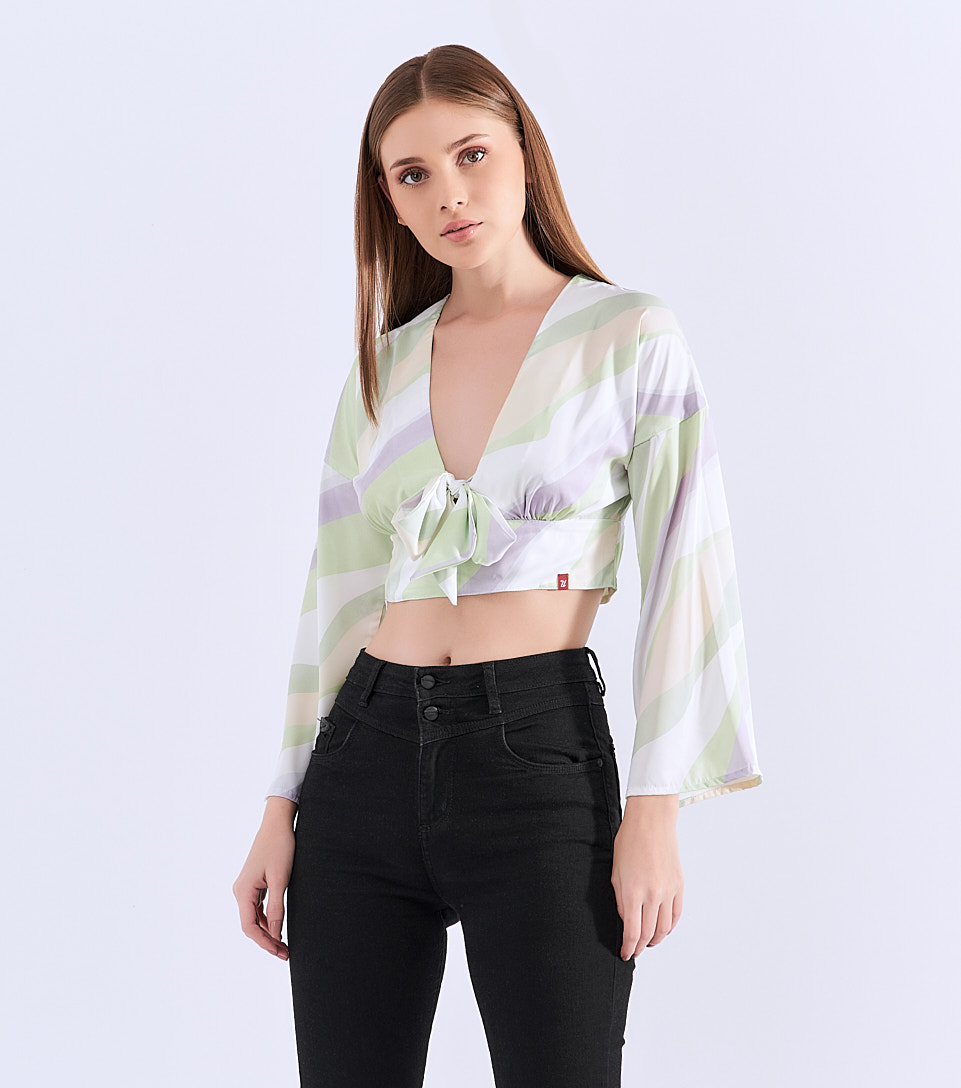 Blusa Para Mujer Corta Manga Con Volumen UnserVC