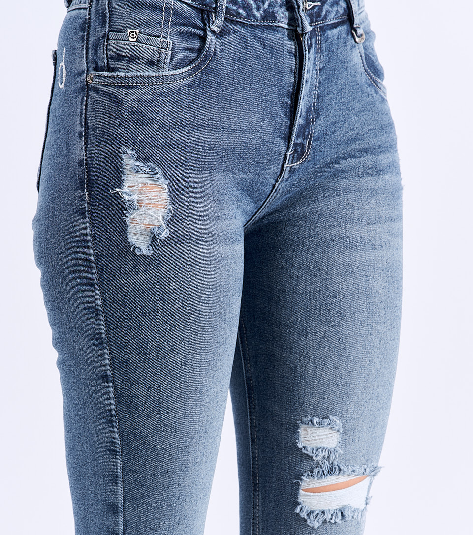 Jean Para Mujer Skinny Con Proceso Rotos Sidney Layla Derek 827943 AZ