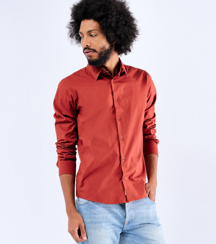 Camisa Billy Slim Popelina Strech Unicolor Sin Bolsillo UnserVT