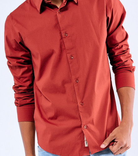 Camisa Billy Slim Popelina Strech Unicolor Sin Bolsillo UnserVT