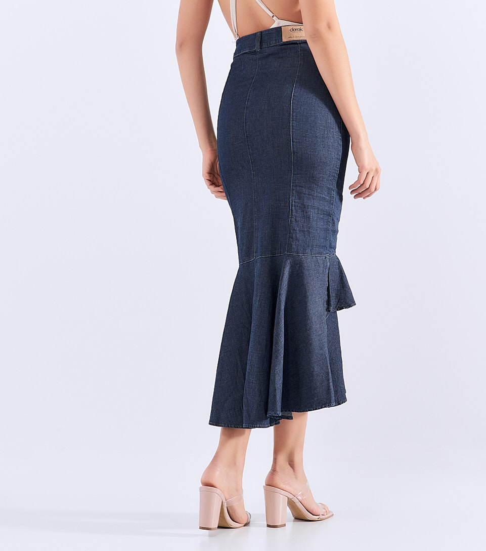 Falda Para Mujer En Indigo Con Cremallera Y Golas Megan Derek 828264 AZ
