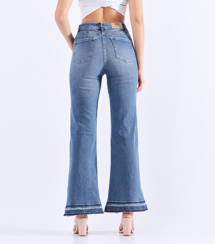 Jean Para Mujer Bota Flare Con Proceso Claro Praga Matilda DerekAZ