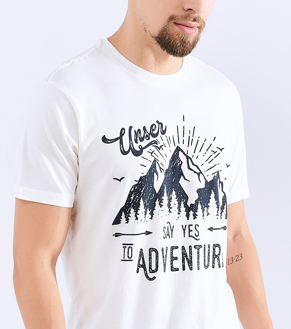 T Shirt Para Hombre Unicolor Con Estampado En Delantero Unser 829543 AR
