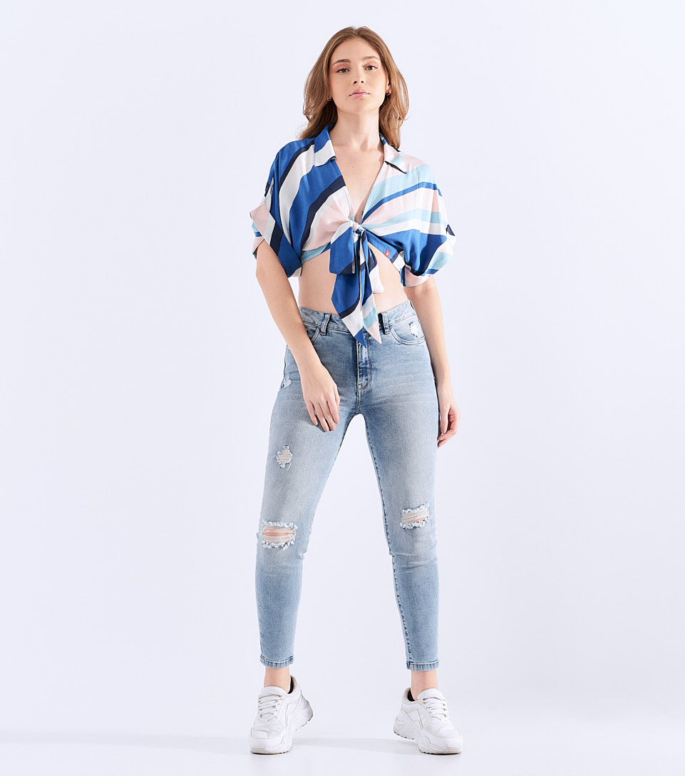 Blusa Para Mujer Corta De Anudar Con Hombro Pasado Unser 826855 AZ
