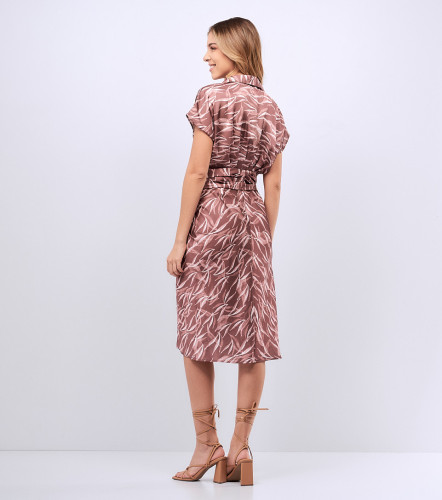 Vestido De Mujer Camisero Unicolor Manga Corta DerekCF