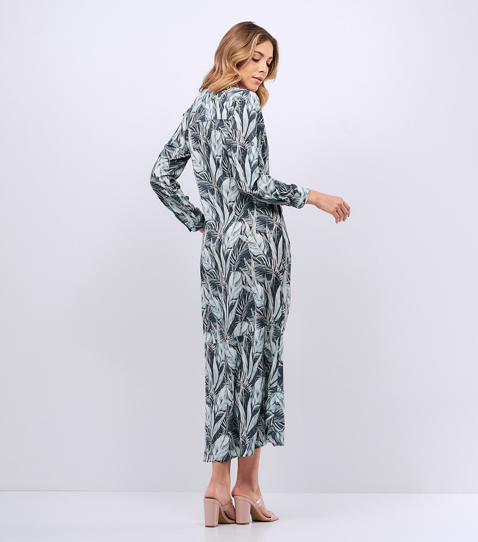 Vestido Camisero De Mujer Manga Larga Estampado Derek 828117 VD