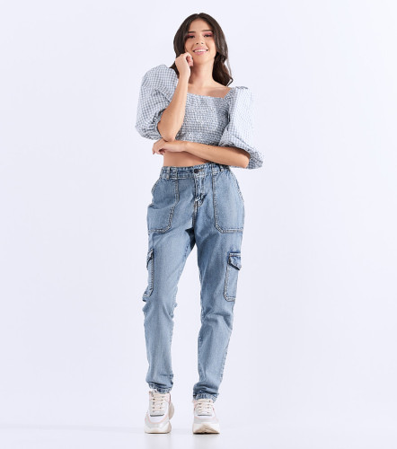 Poli Crop Top Mangas Con Volumen TyperAZ