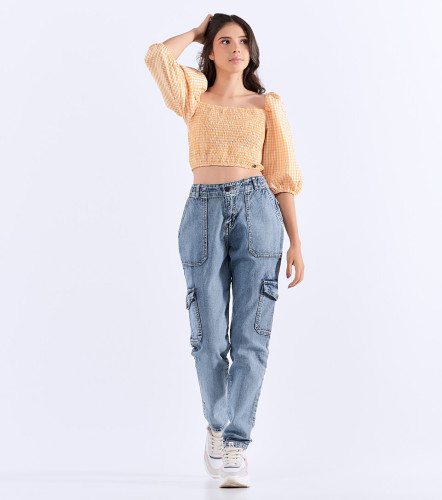 Poli Crop Top Mangas Con Volumen TyperNJ