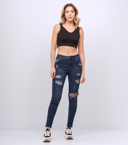 Jean Para Mujer Skinny Con Proceso Rotos Barcelona Trinity DerekAZ