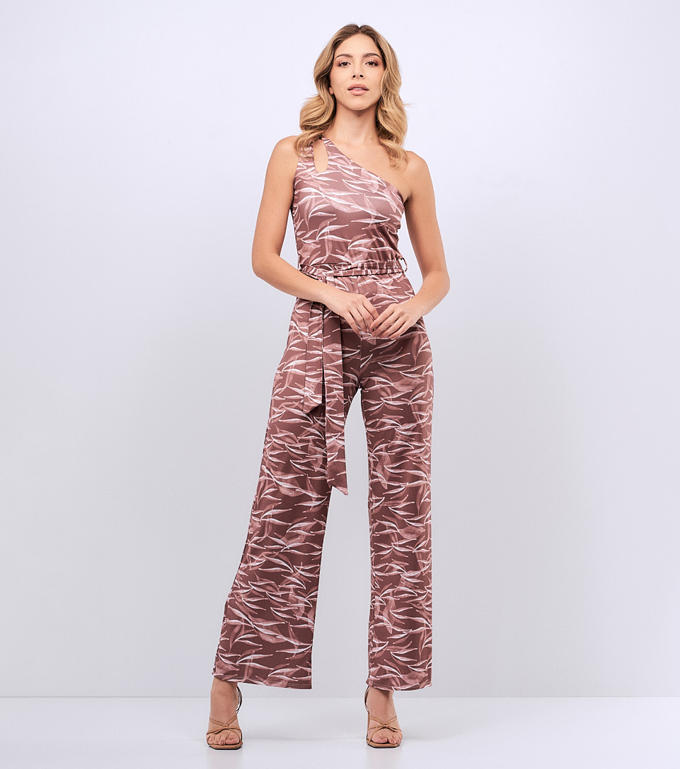 Enterizo Pantalon De Mujer Estampado Medio Hombro DerekCF