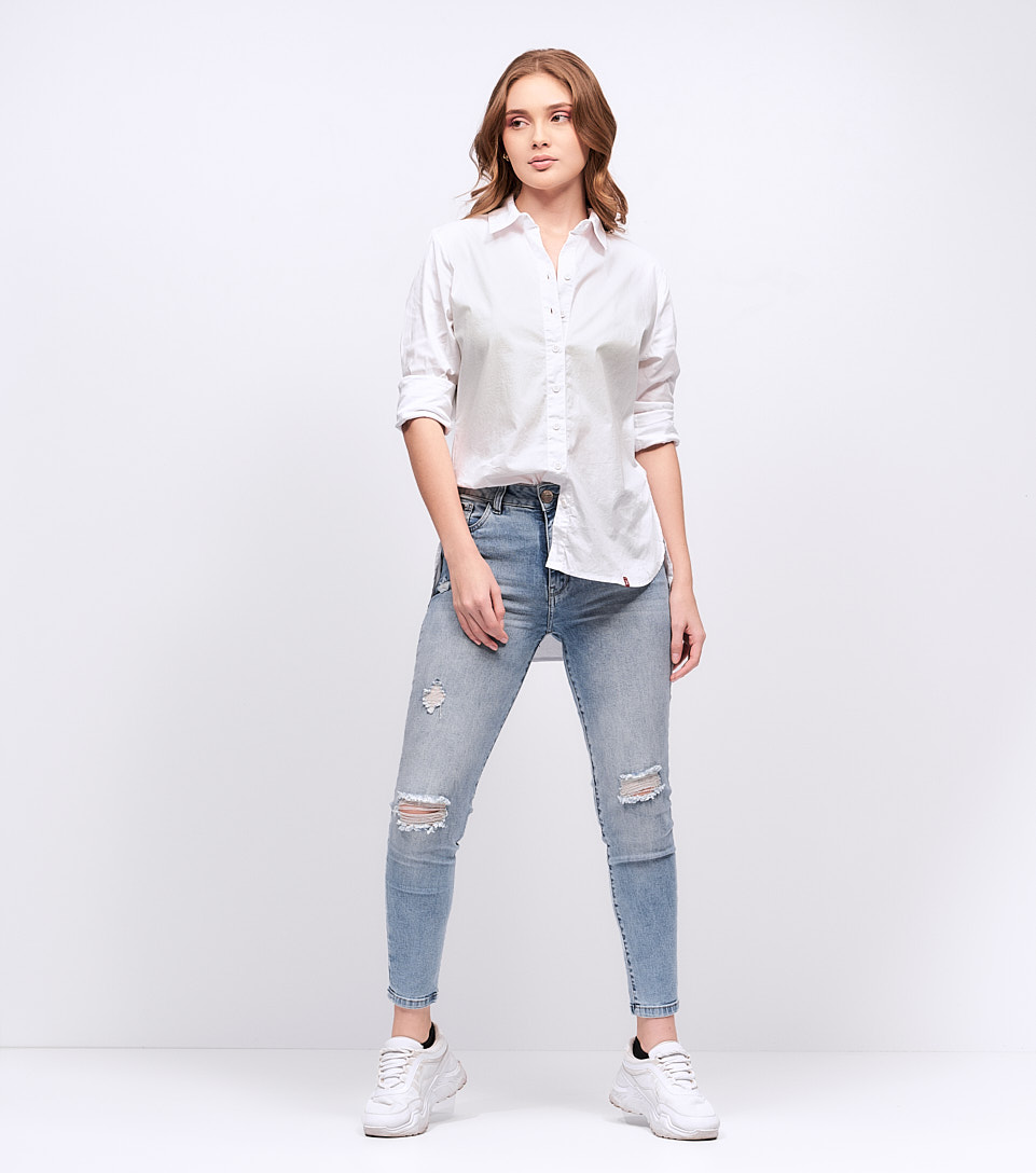 Blusa Para Mujer Camisera Oversize Manga Larga Unser 829491 BL