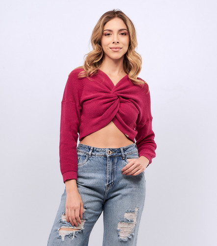 Buzo Para Mujer Tejido Entrelazado Unicolor Selena DerekFS