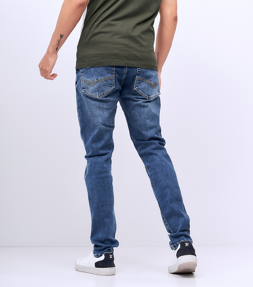 Jean Para Hombre Molderia Stell Rotos Con Trama Unser 830414 AZ