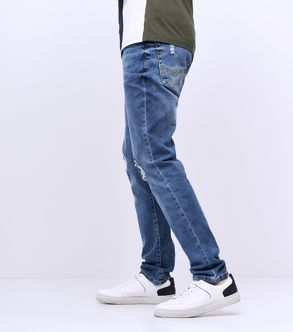 Jean Para Hombre Molderia Stell Rotos Con Trama Unser 830414 AZ