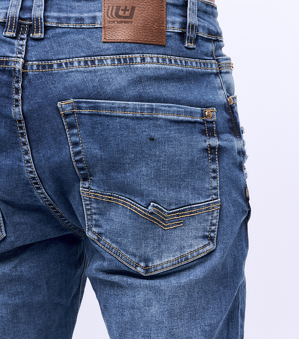 Jean Para Hombre Molderia Stell Rotos Con Trama Unser 830414 AZ