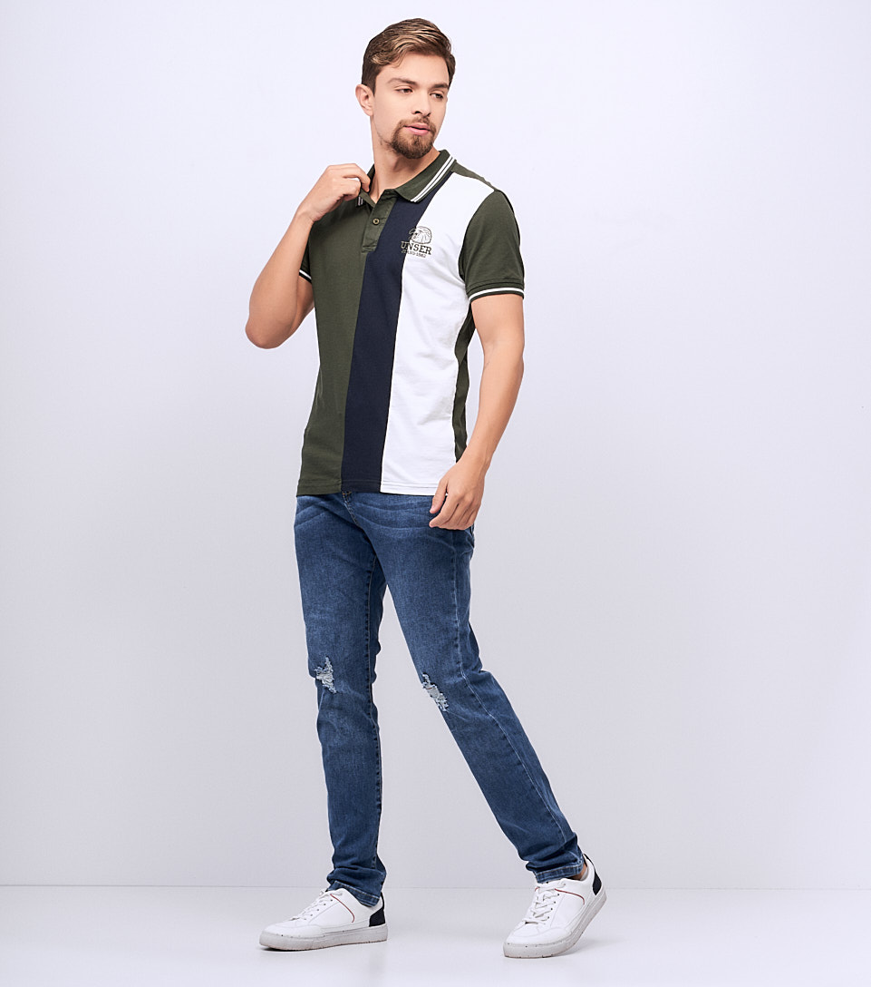 Jean Para Hombre Molderia Stell Rotos Con Trama Unser 830414 AZ