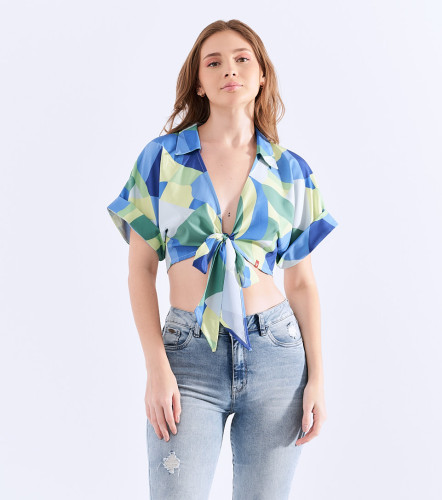Blusa Para Mujer Cruzada Con Tiras Para Anudar UnserVD