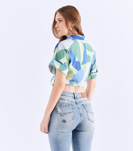 Blusa Para Mujer Cruzada Con Tiras Para Anudar UnserVD