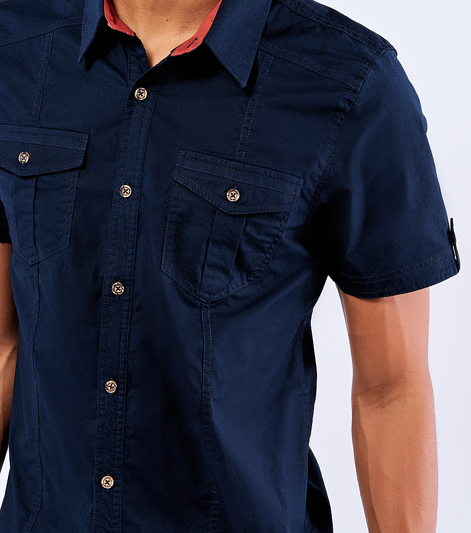 Camisa Slim Unicolor Con Cortes Unser 827206 AZ