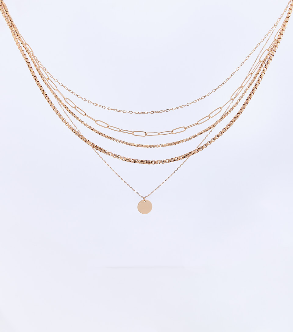 Collar Multicadena Con Dije Redondo Y Aretes Derek 830434 DO