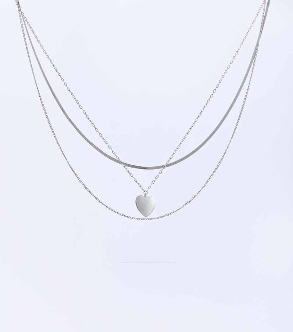 Collar Multicadenas Con Dije Corazon Piedra Derek 830432 DO