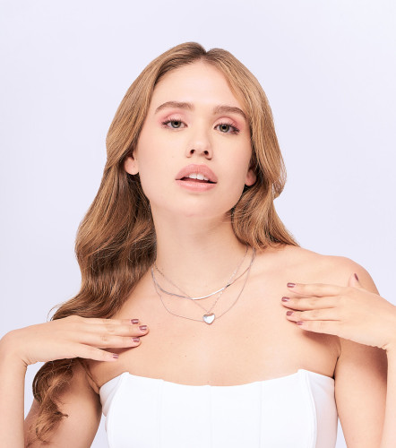 Collar Multicadenas Con Dije Corazon Piedra DerekPT