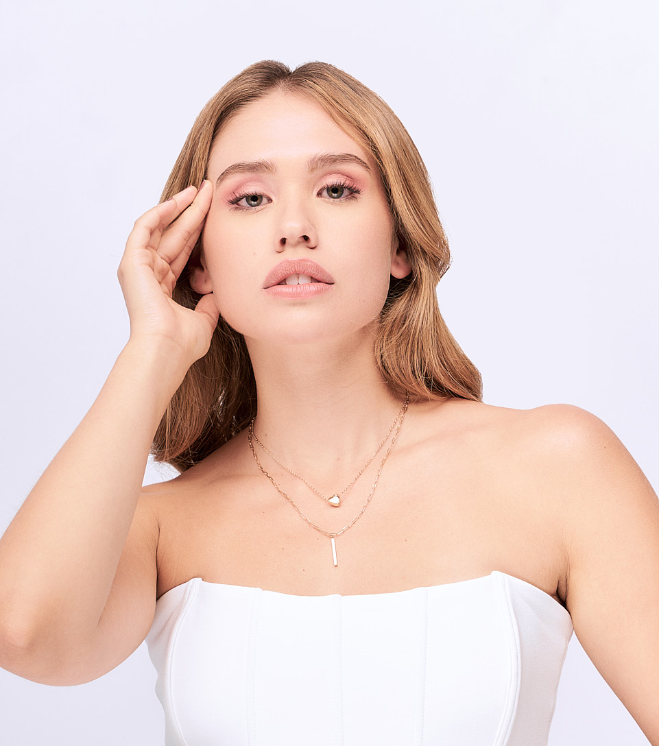 Collar Unicolor Dos Cadenas Dije Corazon Derek 830436 DO