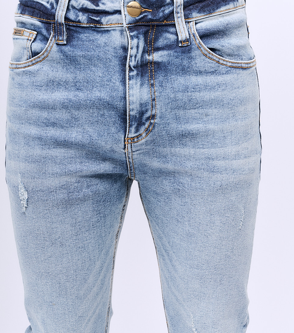 Jean Para Hombre Molderia Iron Proceso Medio Con Rotos En Rodilla Y Bolsillos Unser 830413 AZ