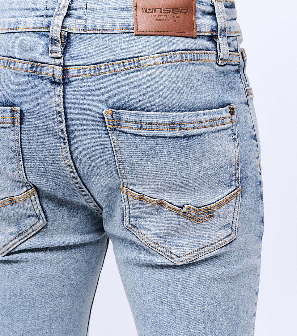 Jean Para Hombre Molderia Iron Proceso Medio Con Rotos En Rodilla Y Bolsillos Unser 830413 AZ