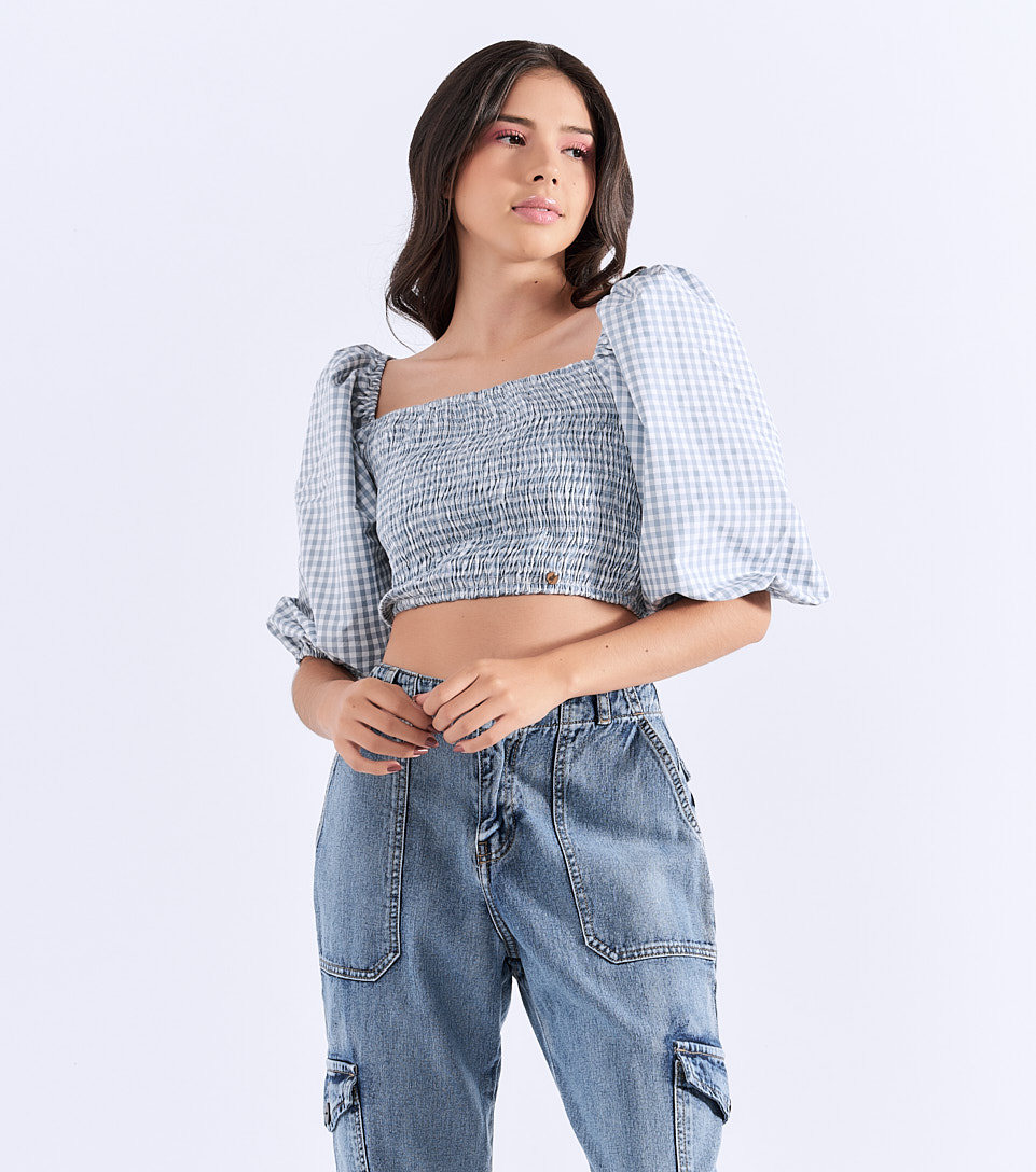 Poli Crop Top Mangas Con Volumen Typer 828974 