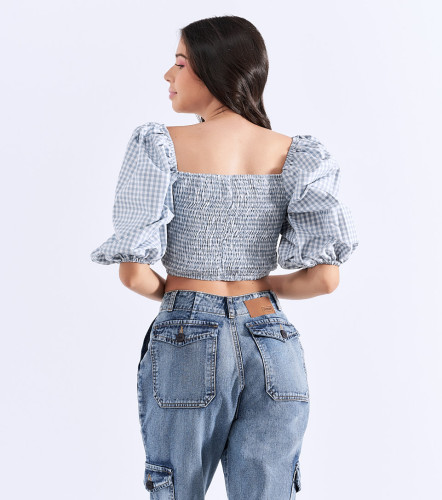 Poli Crop Top Mangas Con Volumen TyperAZ