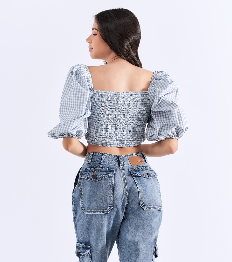 Poli Crop Top Mangas Con Volumen Typer 828974 