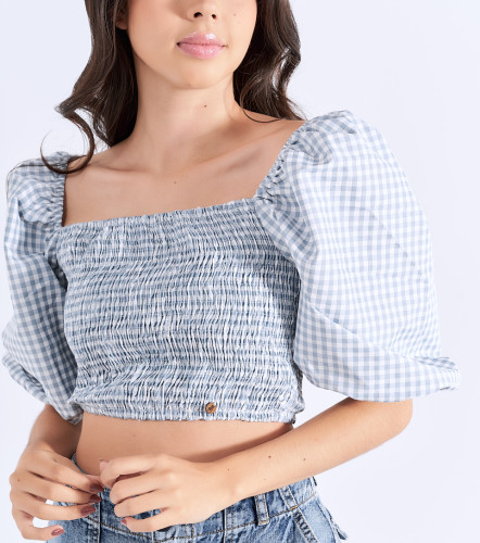 Poli Crop Top Mangas Con Volumen TyperAZ