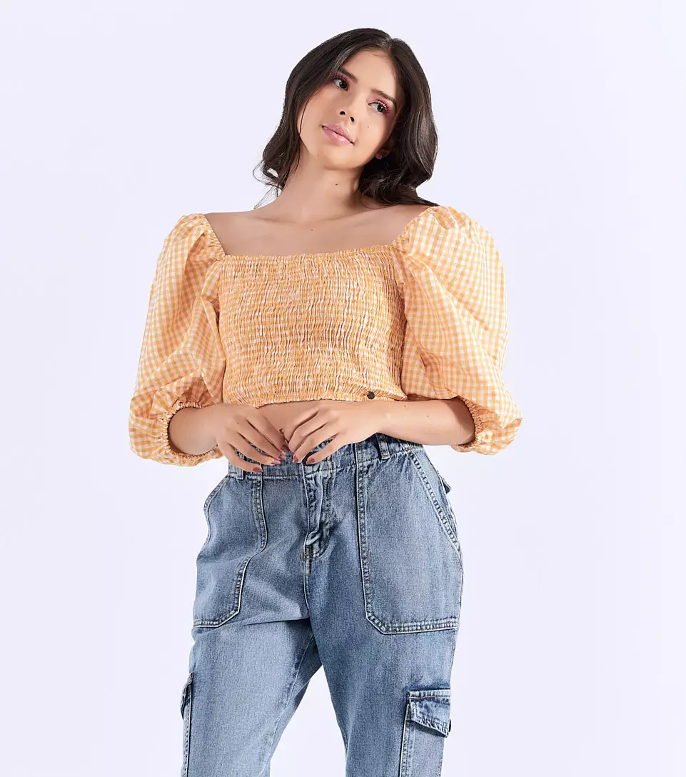 Poli Crop Top Mangas Con Volumen TyperNJ