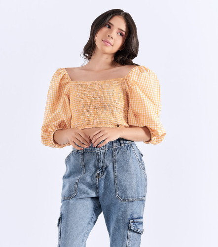 Poli Crop Top Mangas Con Volumen TyperNJ
