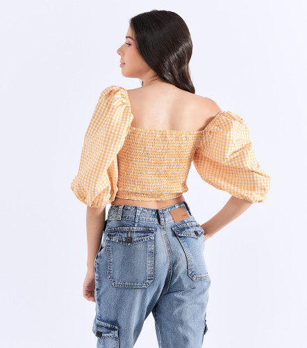 Poli Crop Top Mangas Con Volumen TyperNJ