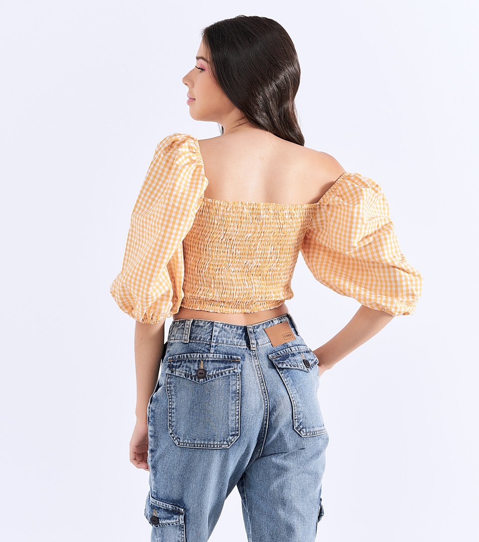 Poli Crop Top Mangas Con Volumen Typer 828974 