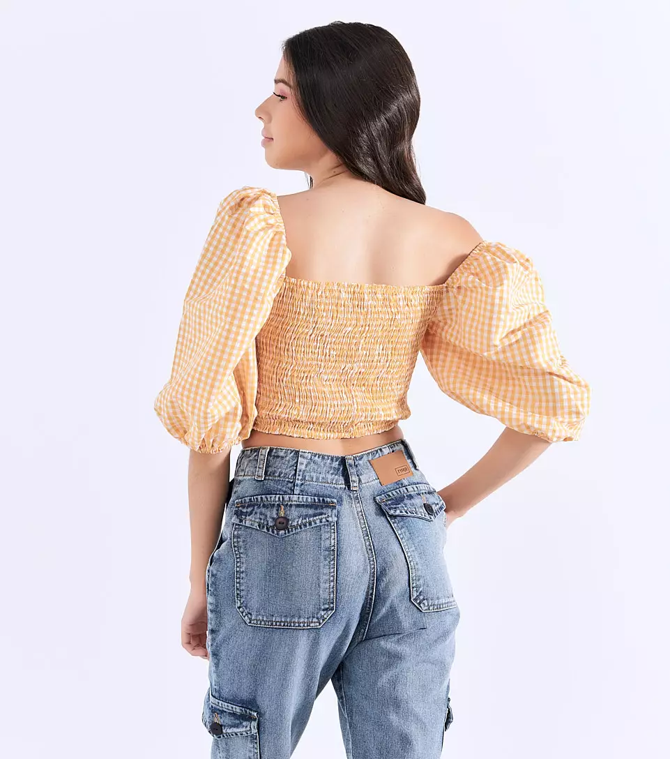 Poli Crop Top Mangas Con Volumen TyperNJ