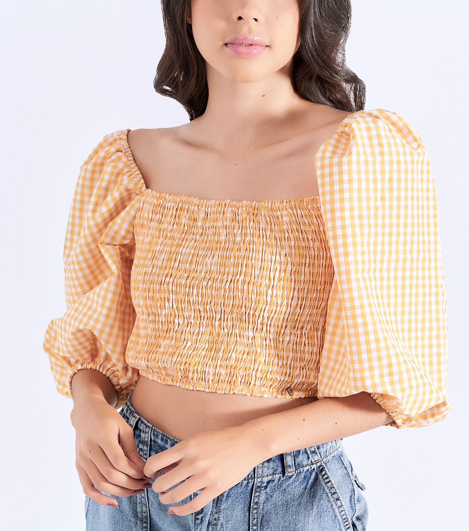 Poli Crop Top Mangas Con Volumen Typer 828974 