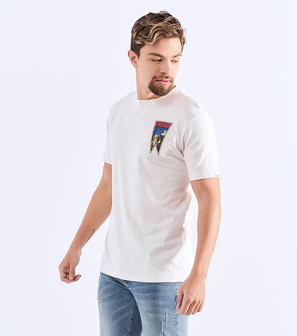 T Shirt Para Hombre Molderia Comfort Unicolor Con Estampado En Delantero Y Espalda Unser 826999 AR