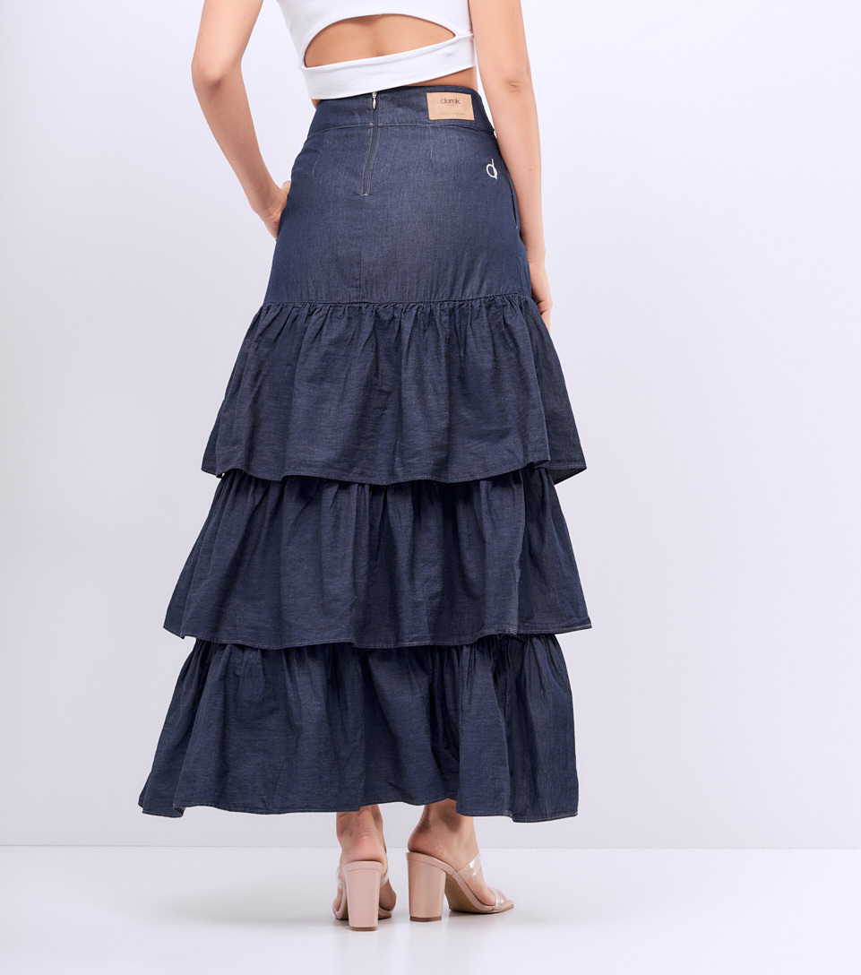 Falda Para Mujer En Chambray Con Golas Briana Derek 829290 AZ