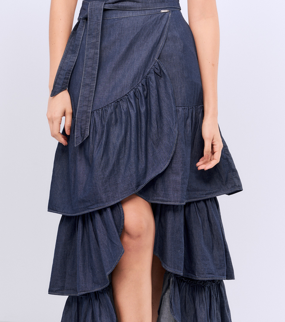 Falda Para Mujer En Chambray Con Golas Briana Derek 829290 AZ