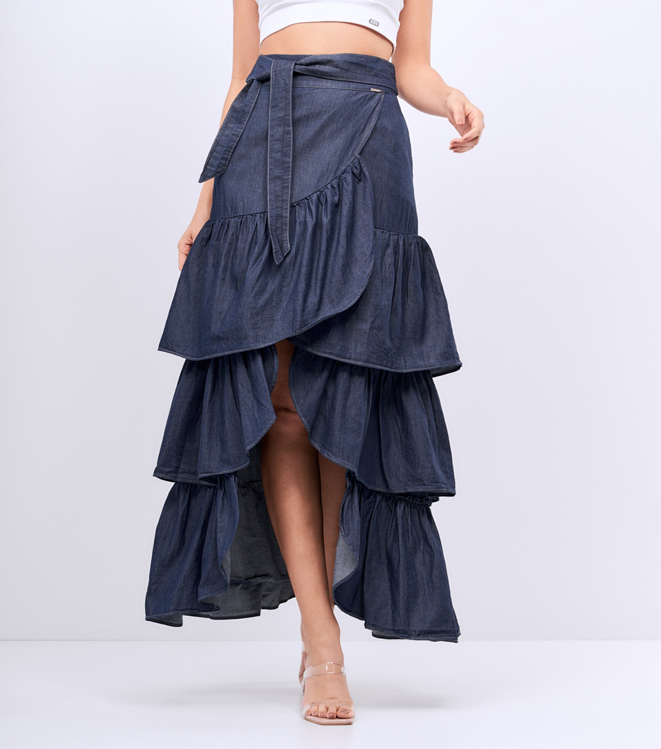 Falda Para Mujer En Chambray Con Golas Briana Derek 829290 AZ